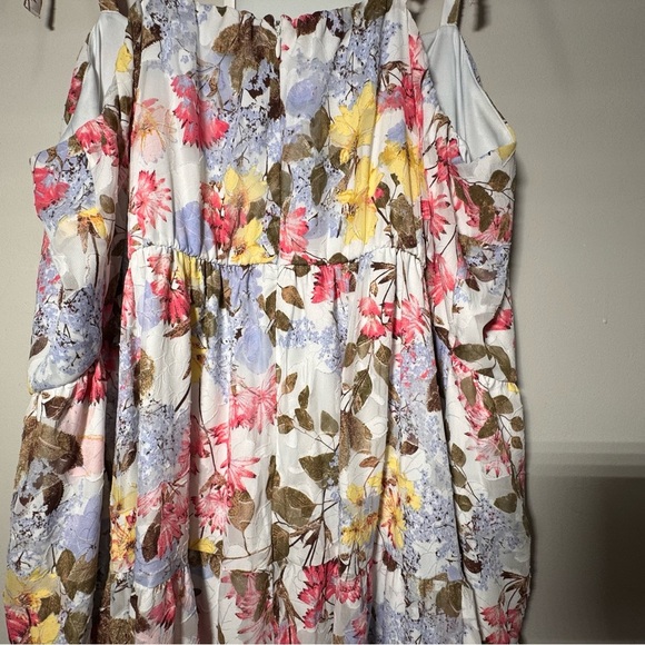 Lane Bryant Tie-Strap Tiered Floral Maxi Dress Pockets Size 22 Feminine - Picture 9 of 13
